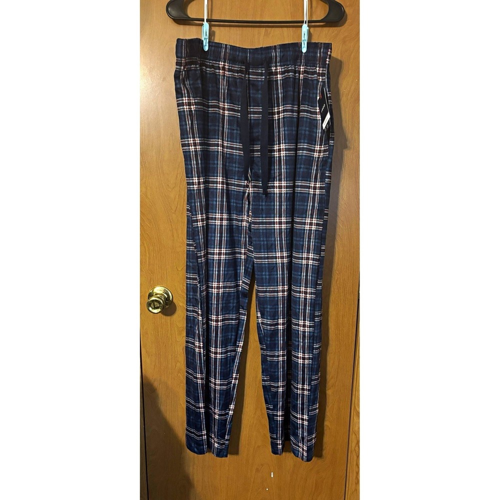 IZOD Men's Plaid Fleece Pajama Pants Polyester Blue/Red/White Size L